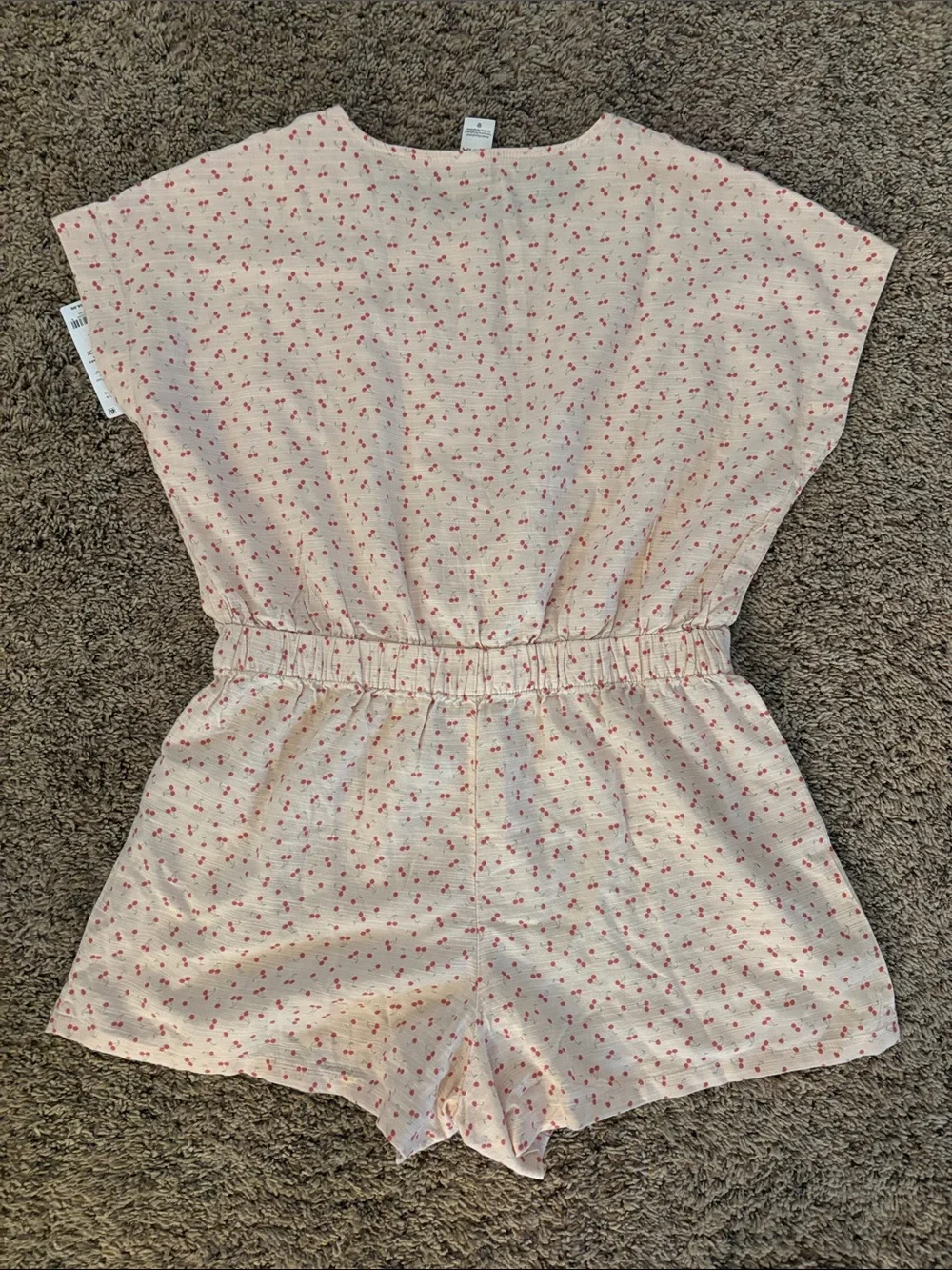 Carter's Light Pink Cherry Patterned Button-Front Romper